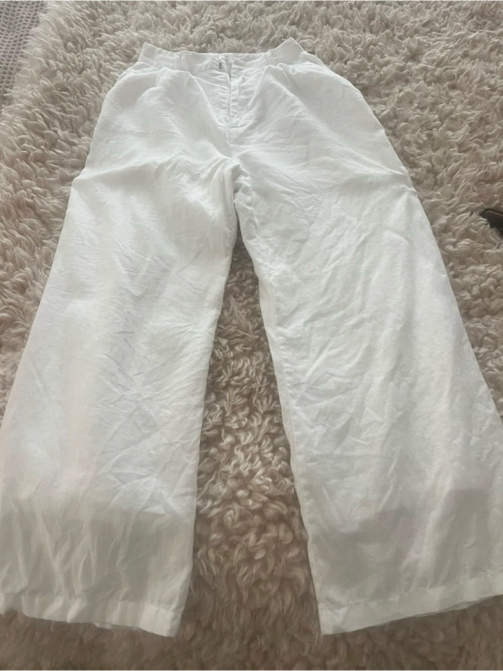 DISSH White Wide-Leg Linen-Blend Jeans